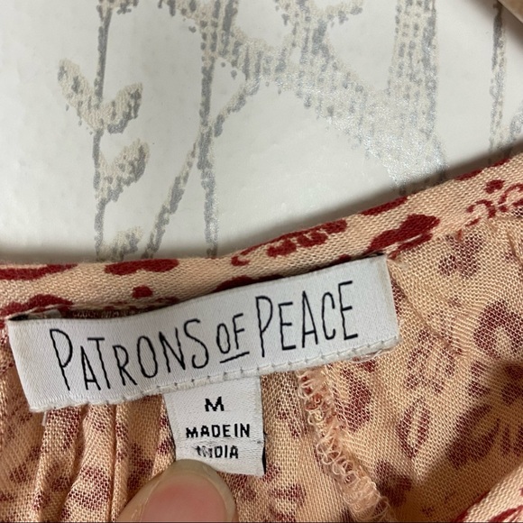 PATRONS OF PEACE Irving Adobe Tile Print Cropped Smocked Top Boho Peasant Medium - Picture 12 of 15